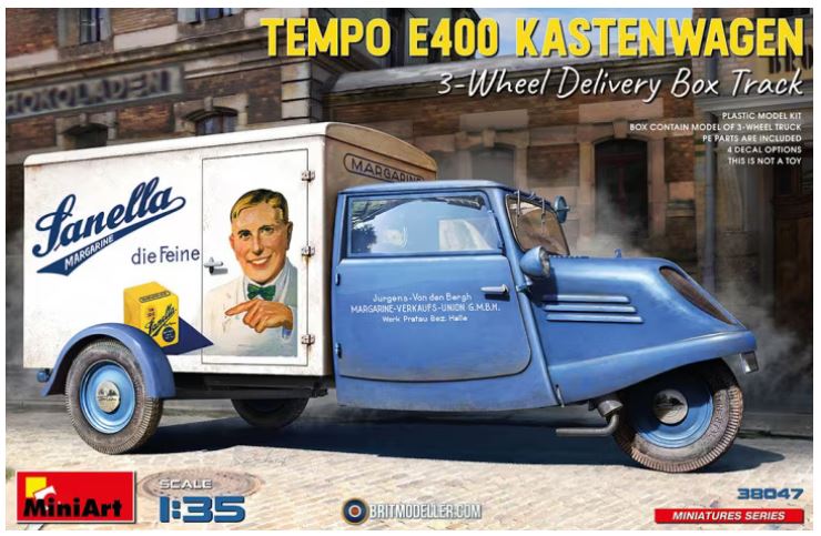 MiniArt 38047 1/35 Tempo E400 Kastenwagen 3-Wheel Delivery Box Truck