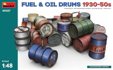 Miniart 49007 1/48 Fuel & Oil Drums 1930-50s