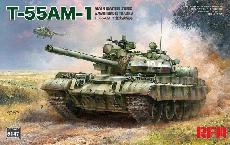 Rye Field Model 5147 1/35 T-55AM-1 Main Battle Tank - Active Suspension and Track