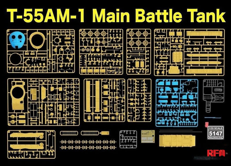 Rye Field Model 5147 1/35 T-55AM-1 Main Battle Tank - Active Suspension and Track