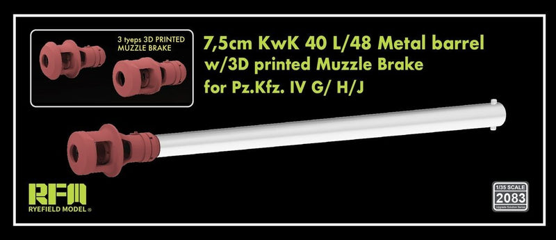 Rye Field Model 2083 1/35 7.5cm KwK 40 L/48 Metal Barrel For Pz.Kfz.IV
