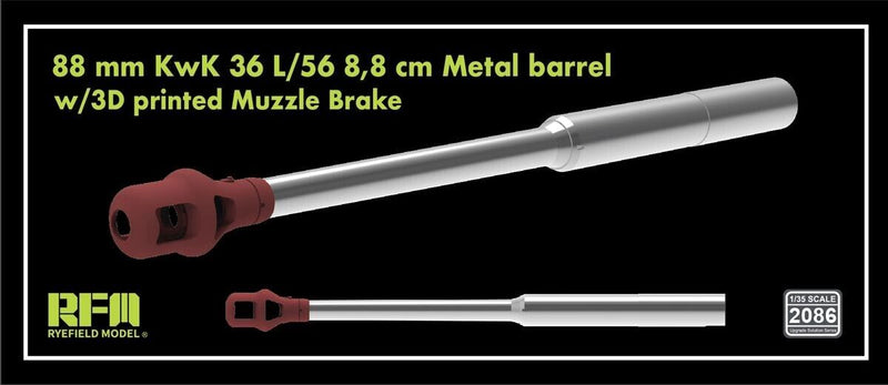 Rye Field Model 2086 1/35  KwK 36 L/56 8.8cm Metal Barrel For Tiger I