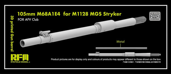 Rye Field Model 2112 1/35 105mm M68A1E4 3-D printed Gun Barrel for M1128 MGS Stryker