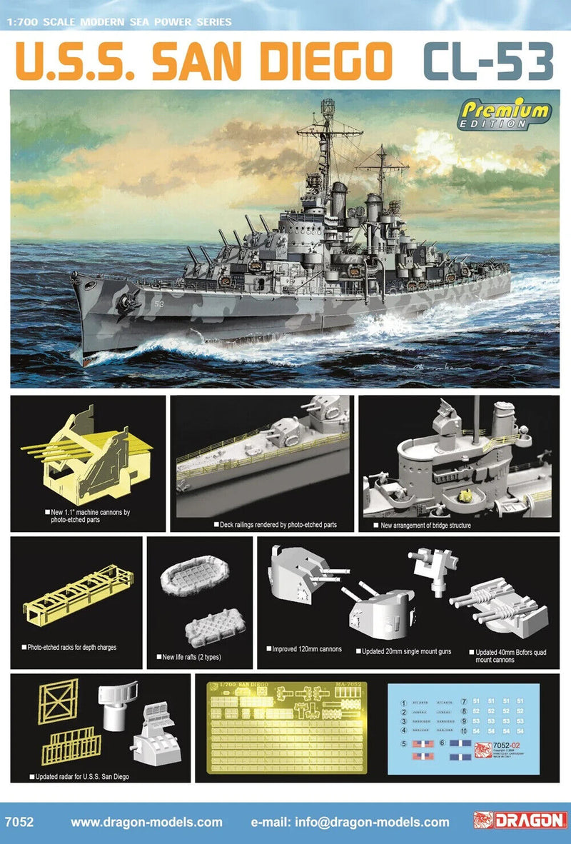Dragon 7052 1/700 U.S.S. San Diego CL-53