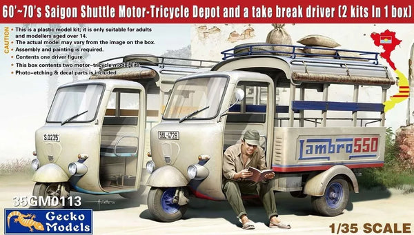 Gecko Models 35GM0113 1/35 1960-70s Saigon Lambro 550 Shuttle Motor-Tricycle Depot