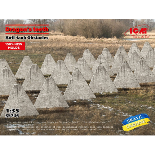 ICM 35746 1/35 'Dragon's teeth', Аnti-tank Obstacles (100% new molds)