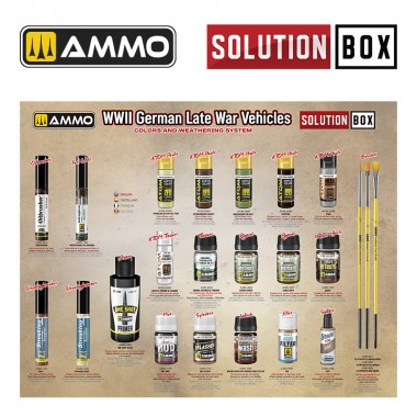 AMMO by Mig 7729 SOLUTION BOX 23 – WWII German Late War Vehicles. Colors and Weathering System