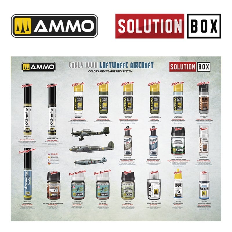 AMMO by Mig 7730 SOLUTION BOX 25 ‚Äì Early WWII Luftwaffe Aircraft - Colors and Weathering System