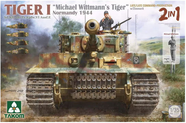 TAKOM 2201 SINGLE Tiger I Late Production w/zimmerit Normandy 1944 Sd.Kfz. 181 Pz.Kpfw. VI Ausf. E "Michael Wittmann's Tiger"(Late/Late Command)