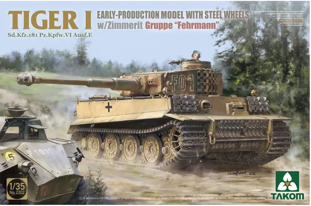 TAKOM 2202 1/35 SINGLE Tiger I Early Production with Steel Wheels w/zi