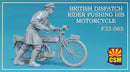 Copper State Models F32065 1/32 British Dispatch Rider pushing his motorcycle