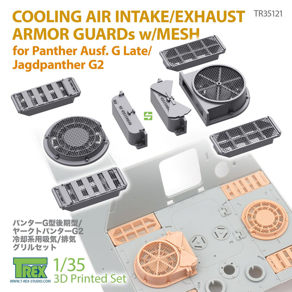 T-Rex 35121 1/35 Cooling Air Intake/Exhaust Armor Guards w/Mesh for Panther Ausf.G Late/Jagdpanther G2