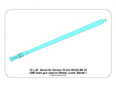 ABER 16L20 1/16 Barrel for German 20mm RH202 MK 20 Dm Chain Gun Used on Wiesel, Luchs, Marder I