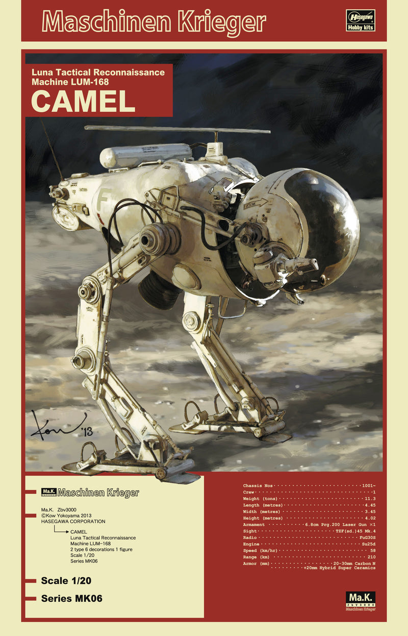 Hasegawa 64006 1/20 Maschinen Krieger Ma.K. Luna Tactical Reconnaissance Machine Lum-168 Camel MK06