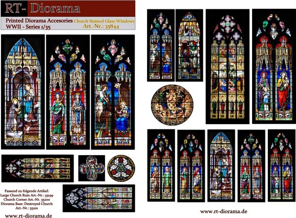 RT DIORAMA 35844 1/35 Printed Accessories: Church Stained Glass Windows