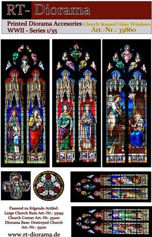 RT DIORAMA 35860 1/35 Printed Accessories: Church Stained Glass Windows