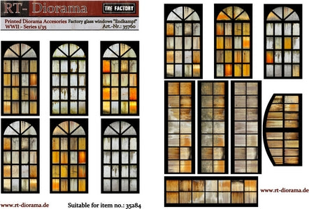 RT DIORAMA 35760 1/35 Printed Accessories: Factory glass windows "Endkampf"