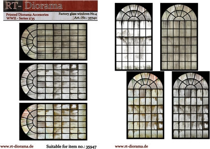 RT DIORAMA 35740 1/35 Printed Accessories: Factory glass windows No.4