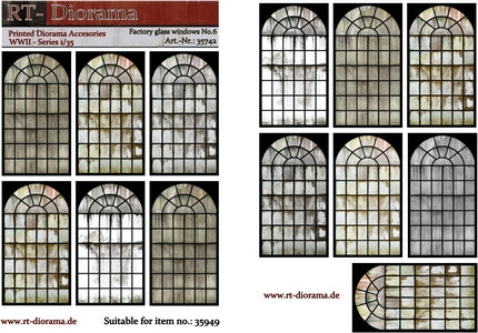 RT DIORAMA 35743 1/35 Printed Accessories: Factory glass windows No.1