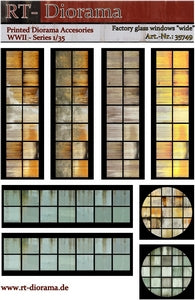 RT DIORAMA 35749 1/35 Printed Accessories: Factory glass windows "wide"