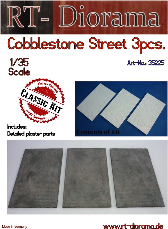 RT DIORAMA 35225 1/35 Cobblestone Street (3pcs.) (Upgraded Ceramic Version)