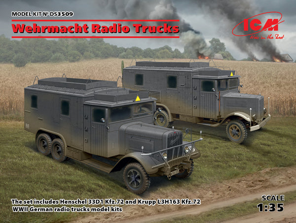 ICM DS3509 Wehrmacht Radio Trucks (Henschel 33D1 Kfz.72, Krupp L3H163 Kfz.72)