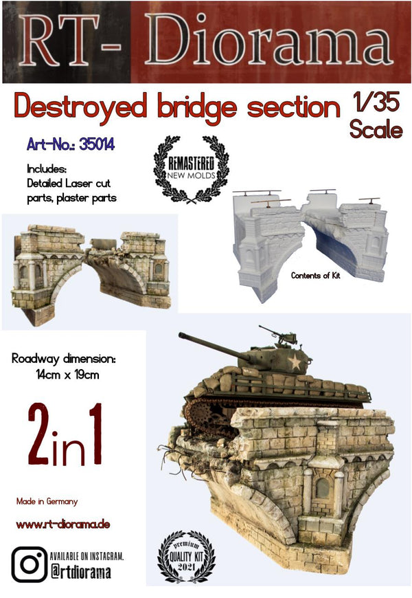 RT DIORAMA 35014 1/35 Destroyed Bridge Section (Upgraded Ceramic Version)