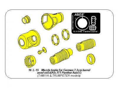 ABER 16L15 1/16 Muzzle Brake for German 7,5cm Barrel Used on Sd.Kfz. 171 Panther, Ausf. G