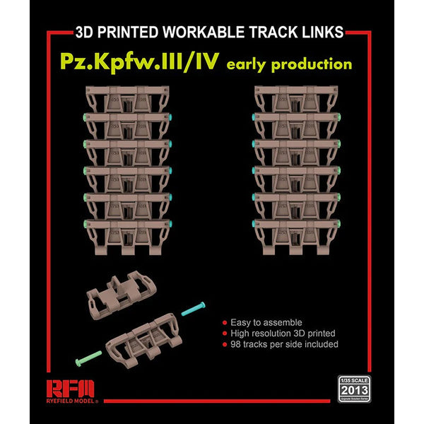 Rye Field Model 2013 1/35 Workable Track Links for Pz.Kpfw.III/IV Early Production