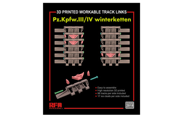 Rye Field Model 2018 1/35 Workable Track Links for Pz.III/IV Winterketten (3D Printed)
