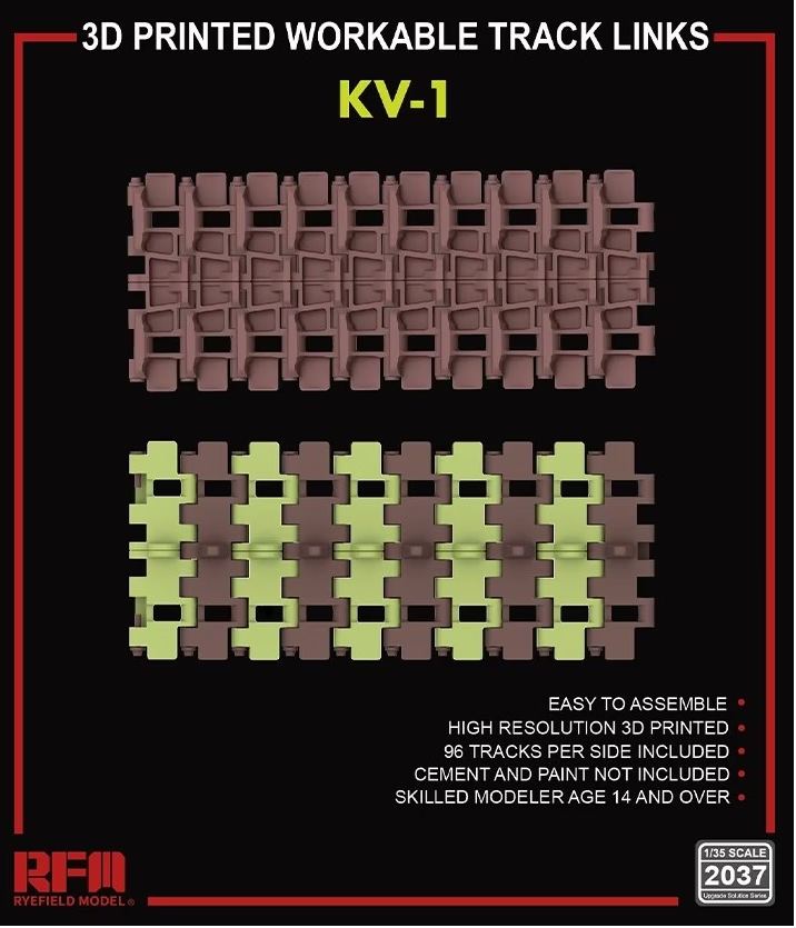 Rye Field Model 2037 3D Printed Workable Track Links for KV-1