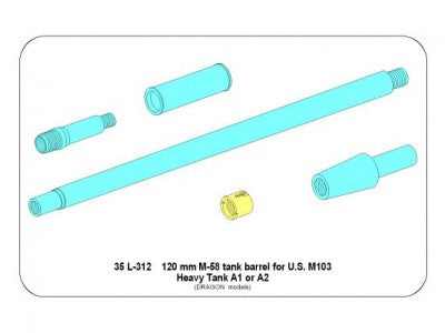 ABER 35L312 1/35 120mm M-58 Tank Barrel for U.S. M103 Heavy Tank A1 or A2