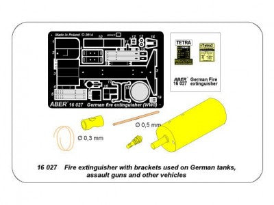 ABER 16027 1/16 Fire Extinguisher with Brackets Used on German Tanks, Assault Guns, & Other Vehicles