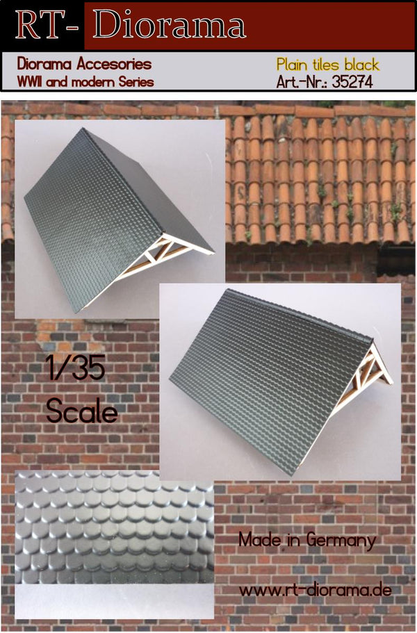 RT DIORAMA 35274 1/35  Plain (beavertail) tile roofing - Black