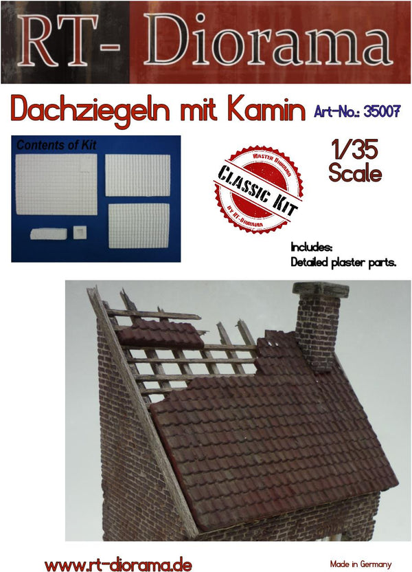 RT DIORAMA 35007 1/35  Roof Tiles with Chimney (Upgraded Ceramic Version)