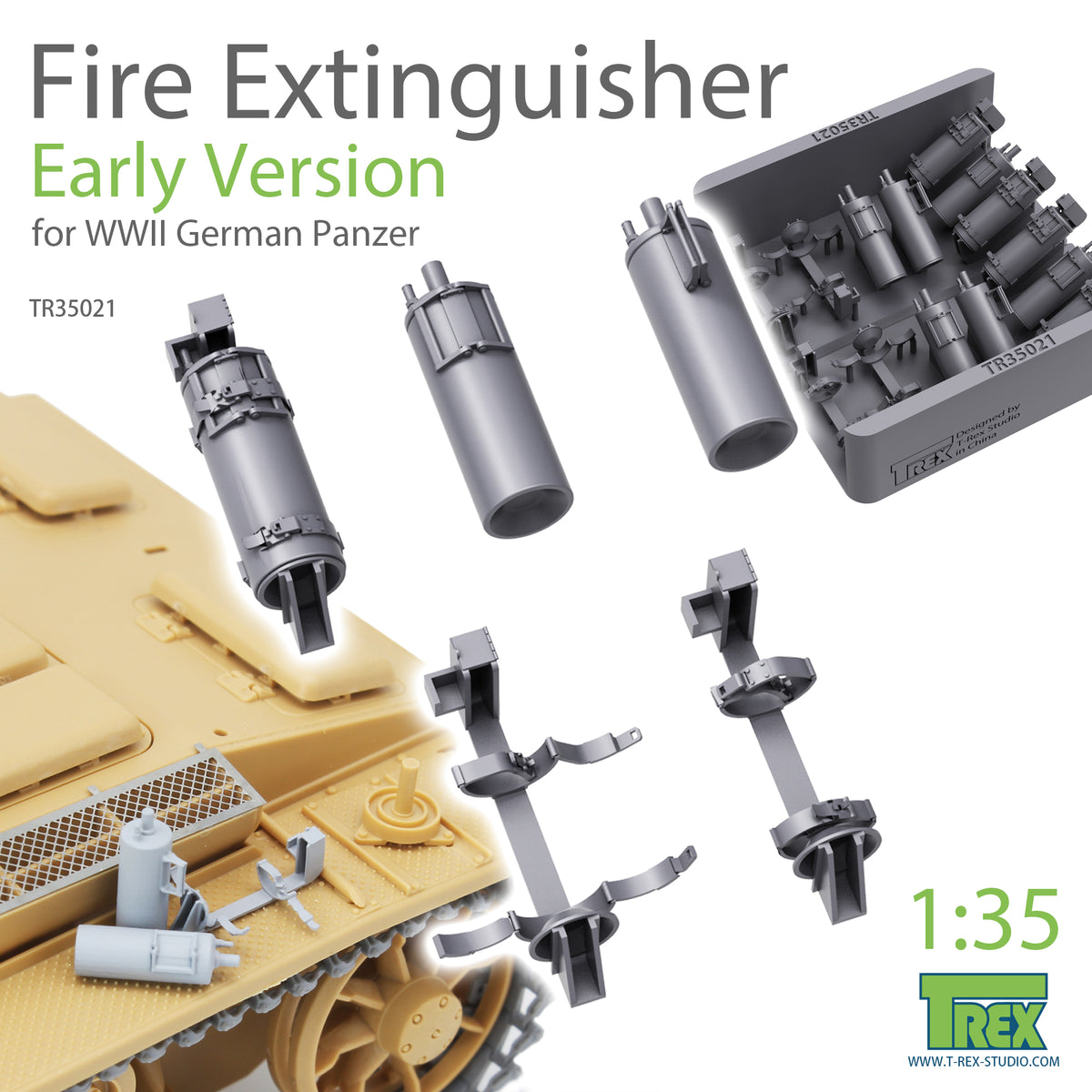 Royal Model 1/35 Scale Fire Extinguishers For German WWII Tanks (Early & Late) - Resin & PE