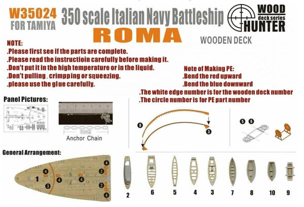 FlyHawk W35024 1/350 WWII Italian Battleship Roma Wooden Deck