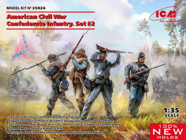 ICM 35024 1/35 American Civil War Confederate Infantry. Set #2