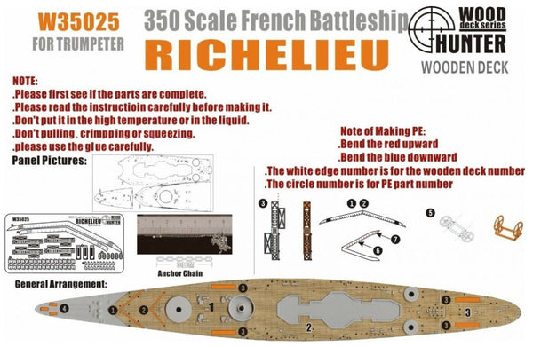 FlyHawk W35025 1/350 WWII French Battleship Richelieu Wooden Deck
