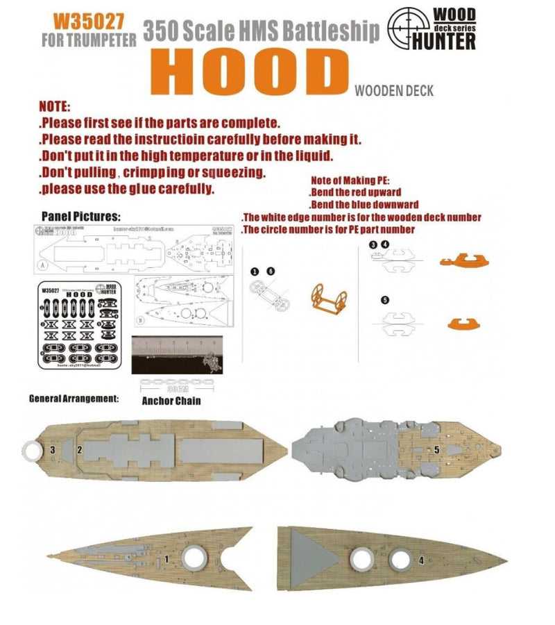 FlyHawk W35027 1/350 WWII Battlecruiser HMS Hood Wooden Deck