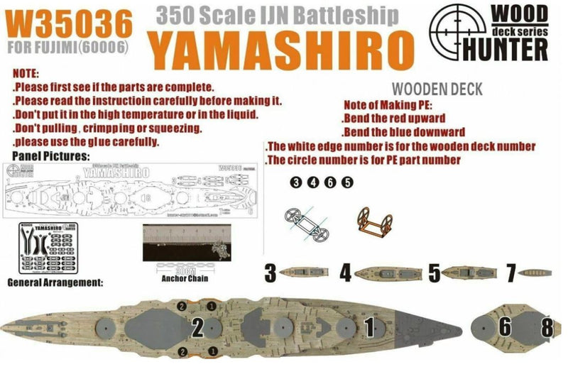 FlyHawk W35036 1/350 WWII IJN Battleship Yamashiro Wooden Deck