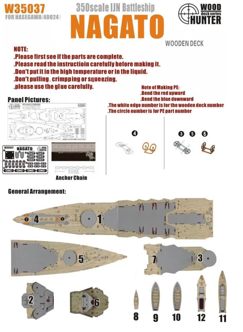 FlyHawk W35037 1/350 WWII IJN Battleship Nagato 1941 Wooden Deck