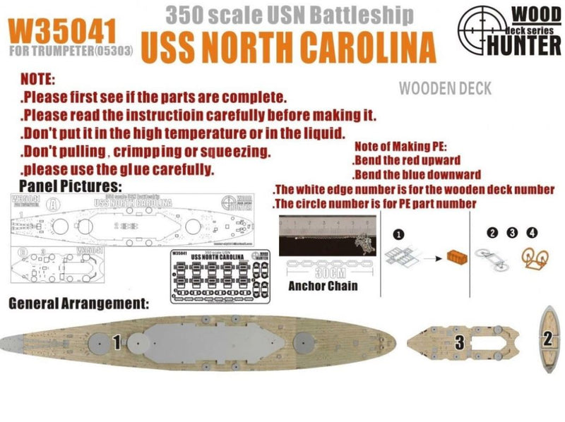 FlyHawk W35041 1/350 WWII USS North Carolina BB55 Wooden Deck
