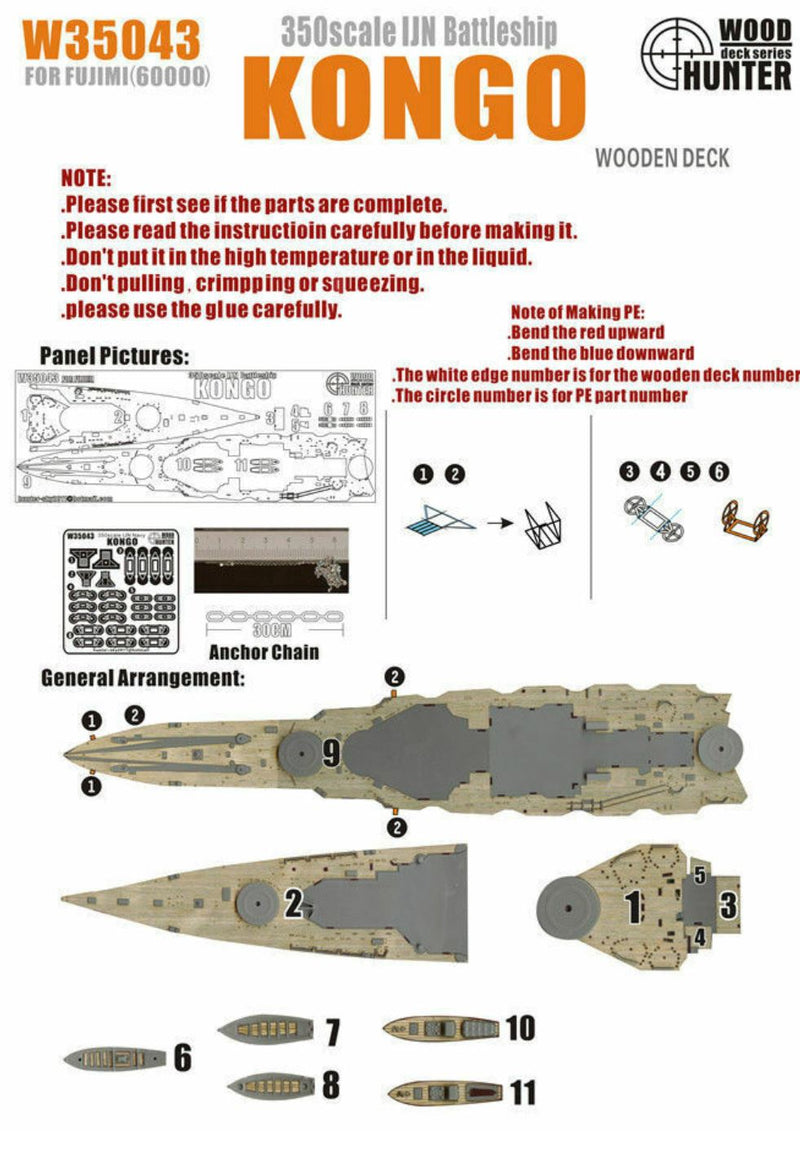 FlyHawk W35043 1/350 WWII IJN Battleship Kongo Wooden Deck