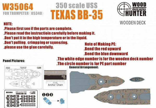 FlyHawk W35064 1/350 USS TEXAS BB-35（For Trumpeter 05340） Wooden Deck