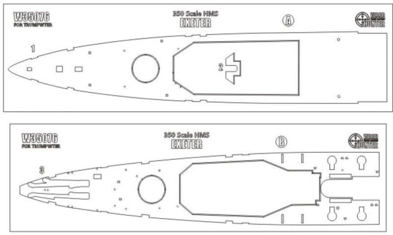 FlyHawk W35076 1/350 HMS EXETER (FOR TRUMPETER 05350) Wooden Deck