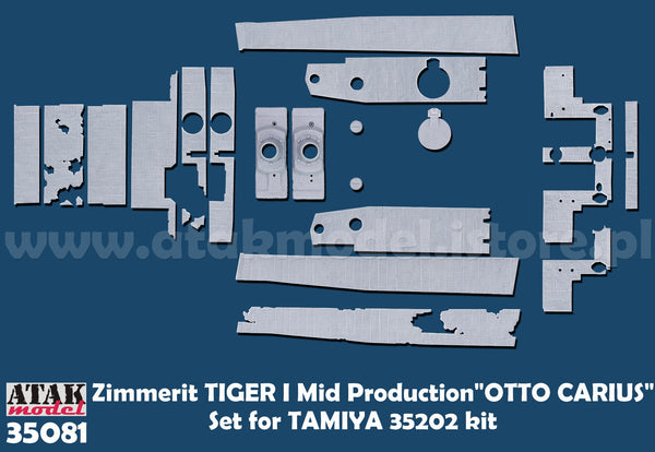 ATAK 35081 1/35 Zimmerit Tiger I Mid Production "Otto Carius" Set for Tamiya 35202 + 35194