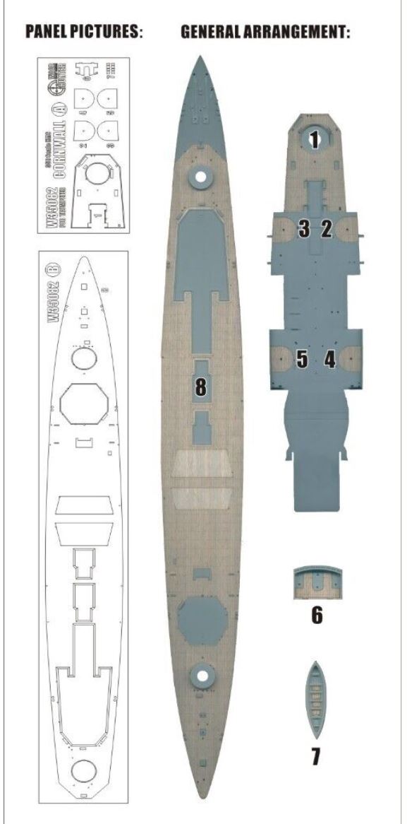 FlyHawk W35082 1/350 HMS CORNWALL（FOR TRUMPETER 05353）Wooden Deck
