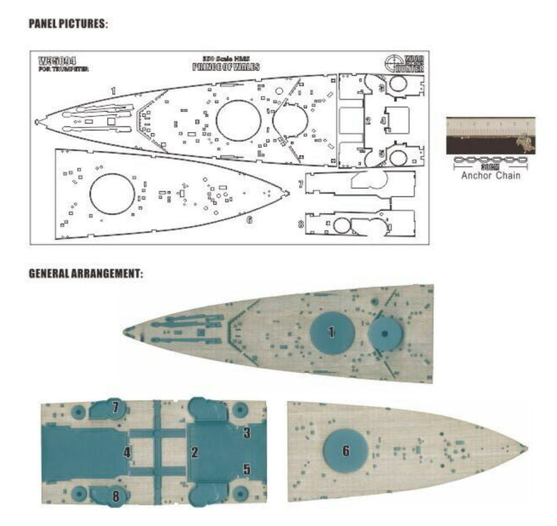 FlyHawk W35094 1/350 HMS PRINCE OF WALES (FOR TRUMPETER 80606）Wooden Deck