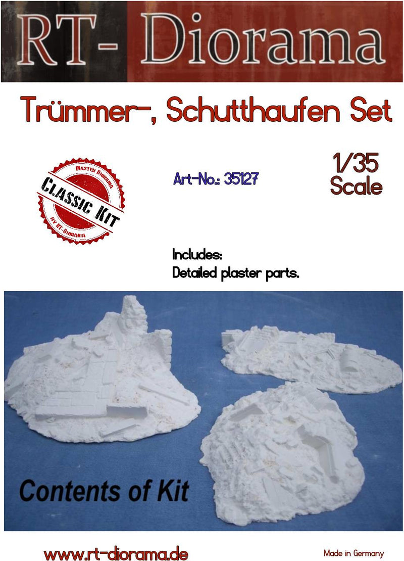 RT DIORAMA 35127 1:35   Trümmer-Schutthaufen Rubble Pile Set - 3 pieces (Upgraded Ceramic Version)